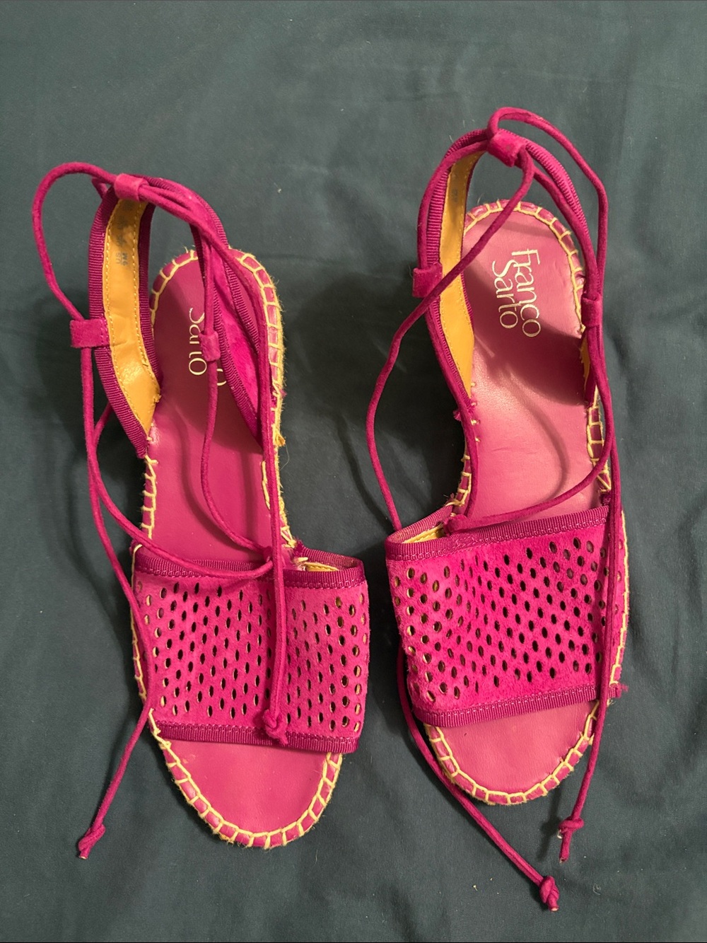 Franco Sarto Magenta Lace-Up Perforated Sandals
